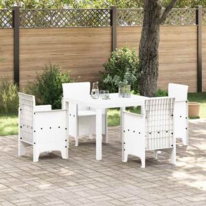 Pood24 Aia söögilaudade komplekt 5 pcs Valge Polt rattan