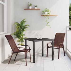 Pood24 Aia söögilaudade komplekt 3 pcs Pruun Tekstiil ja teras