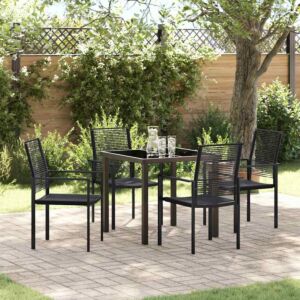 Pood24 Aia söögilaudade komplekt 5 pcs Must PVC rattan