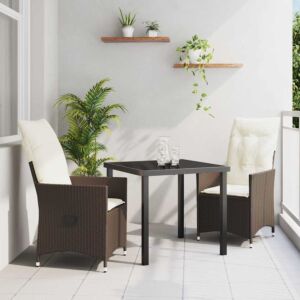 Pood24 Aia söögilaudade komplekt padjaga 3 pcs Pruun Polürooster