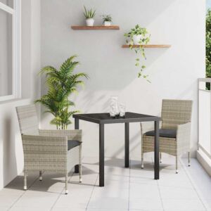 Pood24 Aia söögilaudade komplekt padjaga 3 pcs Helehall Polürooster