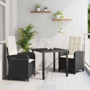Pood24 Aia söögilaudade komplekt 3 pcs Must polürotang