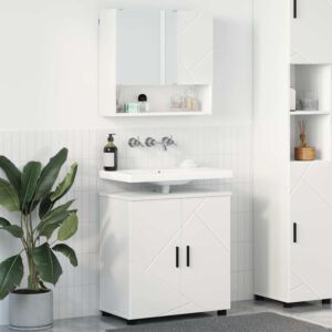 Pood24 Vannitoa mööbleset uksega 2 pcs Valge 61 x 35 x 64 cm Tehispuit