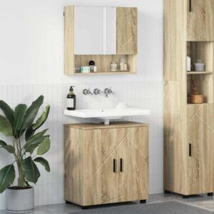 Pood24 Vannitoa mööbleset 2 pcs Sonoma tamm 61 x 35 x 64 cm Tehispuit