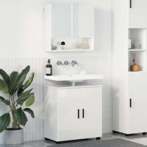 Pood24 Vannitoa mööbleset 2 pcs Kõrgläikega valge 61 x 35 x 64 cm