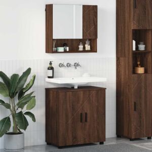 Pood24 Vannitoa mööbleset 2 pcs Pruun tamm 61 x 35 x 64 cm Tehispuit