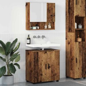 Pood24 Vannitoa mööbleset 2 pcs Vana puit 61 x 35 x 64 cm Tehispuit