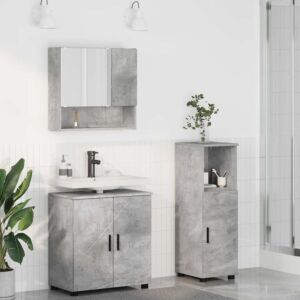 Pood24 Vannitoa mööbleset 3 pcs Betoonihall 61 x 35 x 64 cm Tehispuit