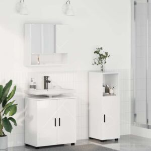 Pood24 Vannitoa mööbleset 3 pcs Kõrgläikega valge 61 x 35 x 64 cm