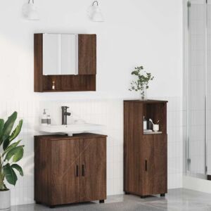 Pood24 Vannitoa mööbleset 3 pcs Pruun tamm 61 x 35 x 64 cm Tehispuit