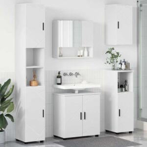 Pood24 Vannitoa mööbleset uksega 5 pcs Valge 61 x 35 x 64 cm Tehispuit