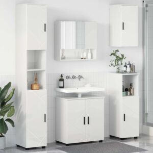Pood24 Vannitoa mööbleset 5 pcs Kõrgläikega valge 61 x 35 x 64 cm