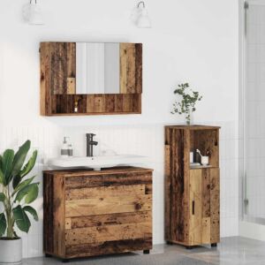 Pood24 Vannitoa mööbleset 3 pcs Vana puit 76.5 x 35 x 64 cm Tehispuit