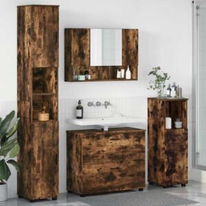Pood24 Vannitoa mööbleset 4 pcs Suitsutatud tamm 30 x 35 x 192 cm
