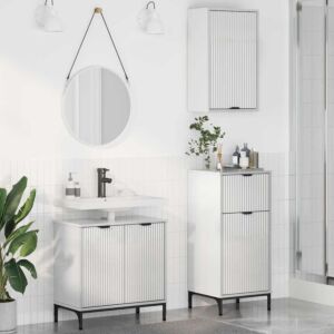 Pood24 Vannitoa mööbleset 3 pcs Kõrgläikega valge 39.5 x 36 x 88 cm
