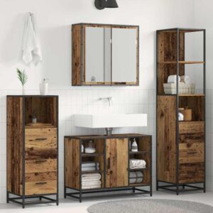 Pood24 Vannitoa mööbleset 3 pcs Vana puit 80 x 33 x 60 cm Tehispuit