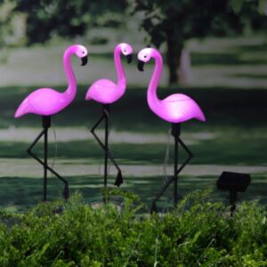 HI päikesetoitel aiavalgusti flamingo 3 tk, maavaiaga