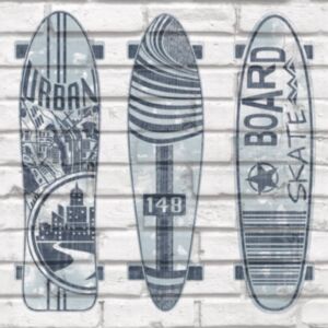 Noordwand tapeet "Urban Friends & Coffee Surfboards" sinine ja valge