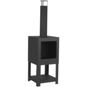 Esschert Design välikamin kaminapuuhoidikuga, must