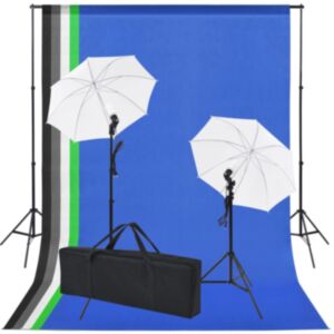 Pood24 fotostuudio komplekt 5 tausta ja 2 varjuga