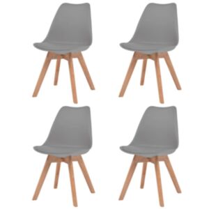 Pood24 söögitoolid 4 tk, kunstnahast, täispuidust, hall