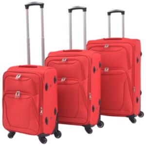 Pood24 kolmeosaline pehme kattega kohvrite komplekt, punane