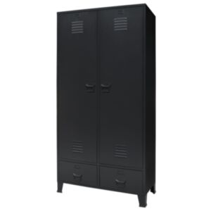 Pood24 garderoob, metallist, industriaalstiil, 90 x 40 x 180 cm, must