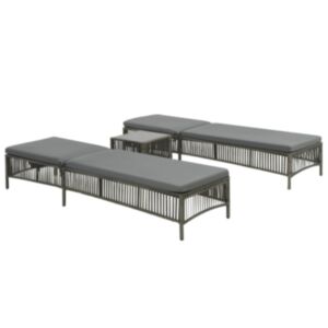 Pood24 päevitustoolide komplekt, 5-osaline, polürotangist, hall