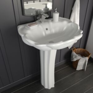 Pood24 iseseisev valamu jalaga, keraamiline, valge 580 x 510 x 200 mm