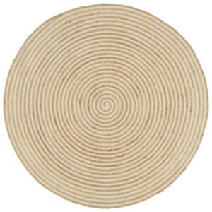 Pood24 käsitsi valmistatud džuutvaip spiraalmustriga, valge 120 cm