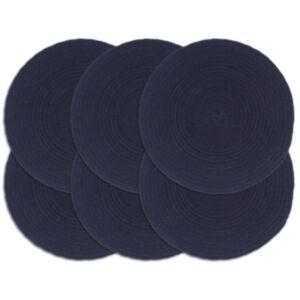 Pood24 lauamatid 6 tk, tumesinine, 38 cm, ümmargune, puuvill 