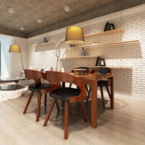 Pood24 söögitoolid 4 tk, pruun, painutatud puit ja kunstnahk