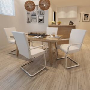 Pood24 vetruvate jalgadega söögitoolid 4 tk, valge, kunstnahk