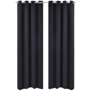 Metallrõngastega pimenduskardinad 2 tk 135 x 245 cm must