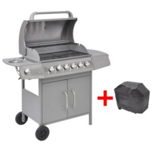Pood24 gaasigrill 6 + 1 küpsetustsooniga, hõbedane