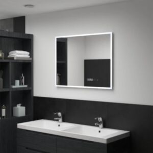 Pood24 vannitoa LED-seinapeegel puuteanduri ja ajanäidikuga 80 x 60 cm