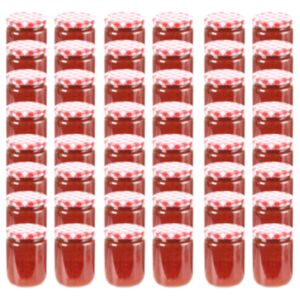 Pood24 klaasist moosipurgid valge ja punase kaanega 48 tk, 230 ml