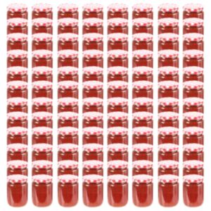 Pood24 klaasist moosipurgid valge ja punase kaanega 96 tk, 230 ml