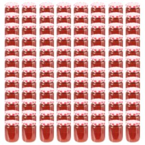 POOD24 стеклянные баночки для варенья с белой и красной крышкой 96 шт., 230 мл