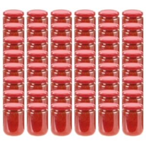 Pood24 klaasist moosipurgid punaste kaantega 48 tk, 230 ml