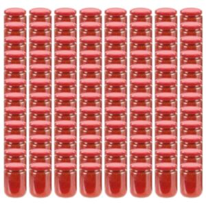 Pood24 klaasist moosipurgid punaste kaantega 96 tk, 230 ml