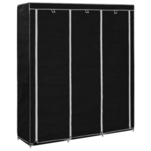Pood24 sektsioonide ja torudega kapp, must, 150 x 45 x 175 cm, kangast