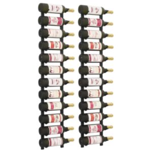 Pood24 seinale kinnitatavad veiniriiulid 12 pudelile, 2 tk, must raud