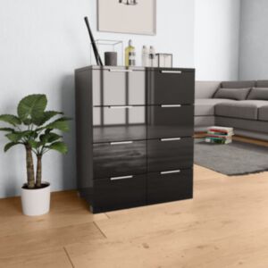 Pood24 puhvetkapp kõrgläikega must 60 x 35 x 76 cm, puitlaastplaat 