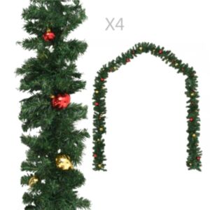 Pood24 jõuluvanikud 4 tk, jõulukuulidega, roheline, 270 cm, PVC