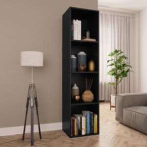 POOD24 книжный шкаф / тумба под телевизор, черный, 36 x 30 x 143 см, ДСП