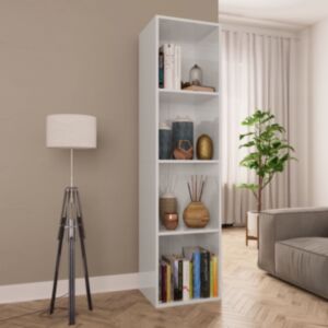 POOD24 книжная полка / подставка под телевизор, глянцевый белый, 36 x 30 x 143 см