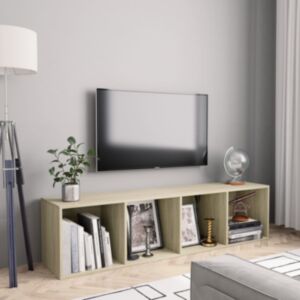 POOD24 книжный шкаф / тумба под телевизор, дуб Сонома 143 x 30 x 36 см