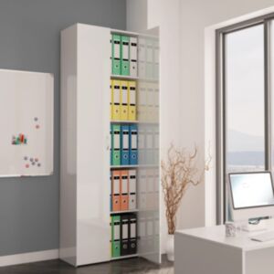 Pood24 kontorikapp kõrgläikega valge, 60 x 32 x 190 cm, puitlaastplaat