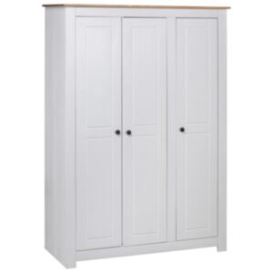 Pood24 3 uksega riidekapp valge 118x50x171,5 cm mänd Panama sari